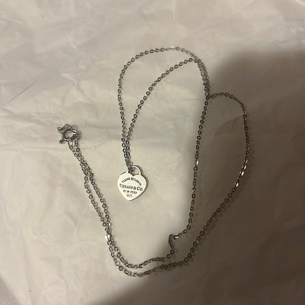 Authentic Tiffany &Co Mini Heart Sterling Silver Necklace 16”